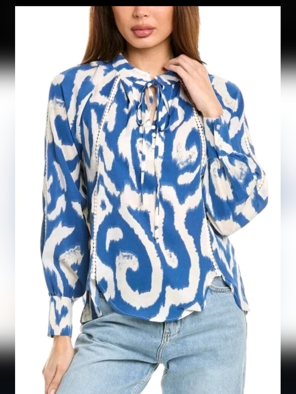 Anthropology Tie N Neck Blouse Sz M SAMPLE No Retail Tag
